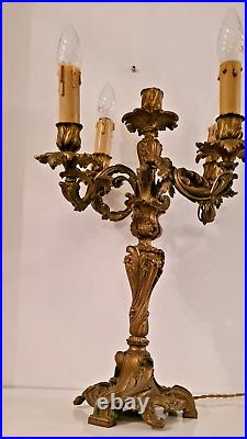 Grande girandole en bronze sculpté doré, 5 Lumières De Style Rocaille XIXe siècle