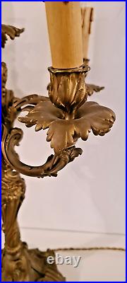 Grande girandole en bronze sculpté doré, 5 Lumières De Style Rocaille XIXe siècle