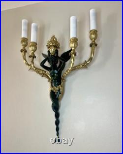 Grande paire d'appliques à 4 lumières, XIXe siècle, style Louis XVI Bronze Doré