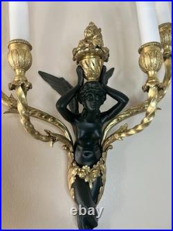 Grande paire d'appliques à 4 lumières, XIXe siècle, style Louis XVI Bronze Doré