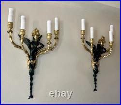 Grande paire d'appliques à 4 lumières, XIXe siècle, style Louis XVI Bronze Doré