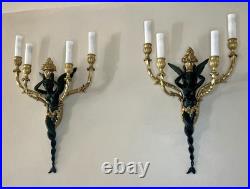 Grande paire d'appliques à 4 lumières, XIXe siècle, style Louis XVI Bronze Doré