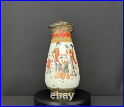 Grande pipe à eau chinoise en porcelaine et bronze, fin XIXe début XXe siècle