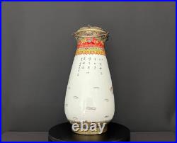 Grande pipe à eau chinoise en porcelaine et bronze, fin XIXe début XXe siècle