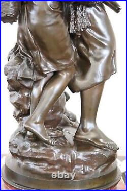 Grande sculpture bronze antique Mathurin Moreau XIXe siècle TEMPETE