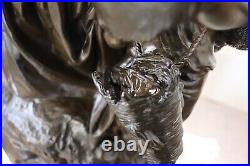 Grande sculpture bronze antique Mathurin Moreau XIXe siècle TEMPETE