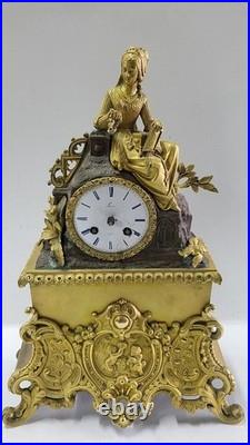 HORLOGE PENDULE LAURO NICE EN BRONZE DORE DU XIX ème SIECLE