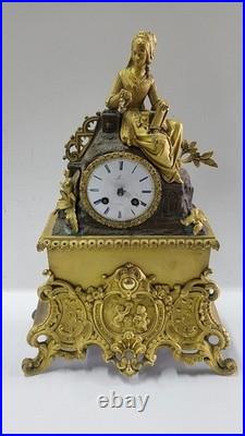 HORLOGE PENDULE LAURO NICE EN BRONZE DORE DU XIX ème SIECLE