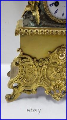 HORLOGE PENDULE LAURO NICE EN BRONZE DORE DU XIX ème SIECLE