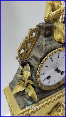 HORLOGE PENDULE LAURO NICE EN BRONZE DORE DU XIX ème SIECLE