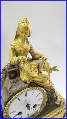 HORLOGE PENDULE LAURO NICE EN BRONZE DORE DU XIX ème SIECLE