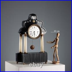 Horloge Ancienne Bois Albâtre Bronze France XIXe Siècle Originale