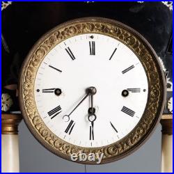 Horloge Ancienne Bois Albâtre Bronze France XIXe Siècle Originale