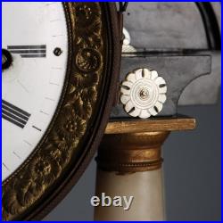 Horloge Ancienne Bois Albâtre Bronze France XIXe Siècle Originale