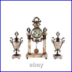 Horloge Triptyque Ancien Bronze Marbre France XIXe Siècle Horloge Triptyque Ancien Bronze Marbre France XIXe Siècle