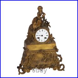 Horloge d'Appui Ancien Bronze Doré France XIXe Siècle Original