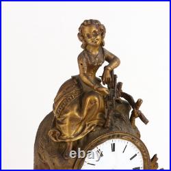 Horloge d'Appui Ancien Bronze Doré France XIXe Siècle Original