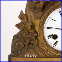 Horloge d'Appui Ancien Bronze Doré France XIXe Siècle Original