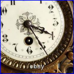 Horloge d'Appui Ancien Bronze Style Éclectique XIXe Siècle Original