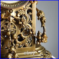 Horloge d'Appui Ancien Bronze Style Éclectique XIXe Siècle Original