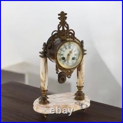 Horloge d'Appui Ancien en Marbre Bronze Doré France XIXe Siècle