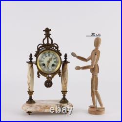 Horloge d'Appui Ancien en Marbre Bronze Doré France XIXe Siècle