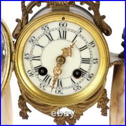 Horloge d'Appui Ancien en Marbre Bronze Doré France XIXe Siècle