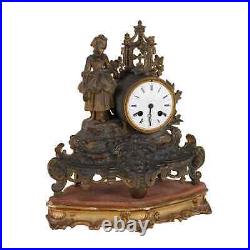 Horloge de Cheminée Ancien Antimoine Doré France XIXe Siècle Original