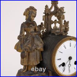 Horloge de Cheminée Ancien Antimoine Doré France XIXe Siècle Original