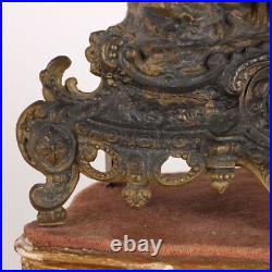 Horloge de Cheminée Ancien Antimoine Doré France XIXe Siècle Original