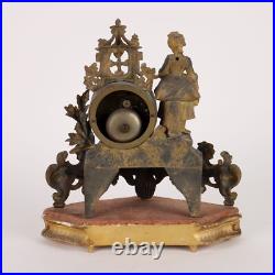 Horloge de Cheminée Ancien Antimoine Doré France XIXe Siècle Original