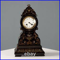 Horloge de Table Ancien Bois Bronze Nacre France XIXe Siècle Original
