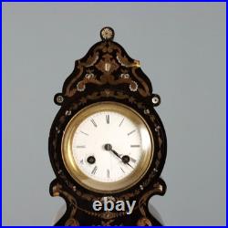 Horloge de Table Ancien Bois Bronze Nacre France XIXe Siècle Original