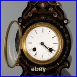 Horloge de Table Ancien Bois Bronze Nacre France XIXe Siècle Original