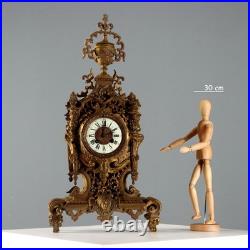Horloge de Table Ancienne Style Éclectique Bronze XIXe Siècle Originale