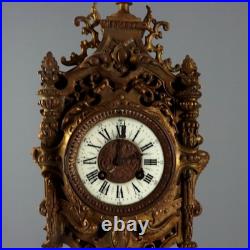 Horloge de Table Ancienne Style Éclectique Bronze XIXe Siècle Originale