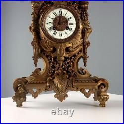 Horloge de Table Ancienne Style Éclectique Bronze XIXe Siècle Originale
