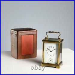 Horloge de Voyage Ancien Bronze Verre Italie du XIXe Siècle Original