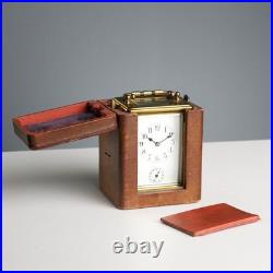 Horloge de Voyage Ancien Bronze Verre Italie du XIXe Siècle Original