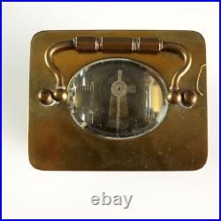 Horloge de Voyage Ancien Bronze avec Trousse XIXe Siècle Original