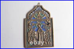 Icône bronze émaillé Protection de la Mère de Dieu Russie XIXe siècle (73155) Icône bronze émaillé Protection de la Mère de Dieu Russie XIXe siècle (73155)