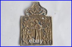 Icône bronze émaillé Protection de la Mère de Dieu Russie XIXe siècle (73167)