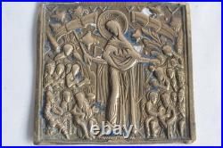 Icône bronze émaillé Protection de la Mère de Dieu Russie XIXe siècle (73167)