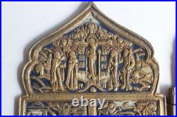 Icône quadriptyque bronze émaillé 12 Grandes fêtes Russie XIXe siècle (73151) Icône quadriptyque bronze émaillé 12 Grandes fêtes Russie XIXe siècle (73151)