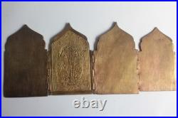 Icône quadriptyque bronze émaillé 12 Grandes fêtes Russie XIXe siècle (73151)