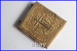 Icône triptyque bronze émaillé Déisis Russie XIXe siècle (73153)