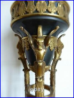 Importante Lampe A Petrole Athenienne Style Empire Bronze XIX Siecle