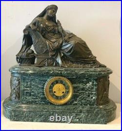 Imposante pendule en bronze et marbre J FEUCHERE éditeur GAUTHIER XIX siècle