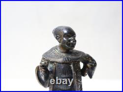 Intéressant petit personnage mandarin chinois en bronze doré XIX-XXème siècle