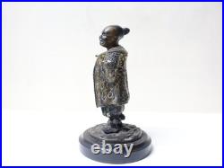 Intéressant petit personnage mandarin chinois en bronze doré XIX-XXème siècle